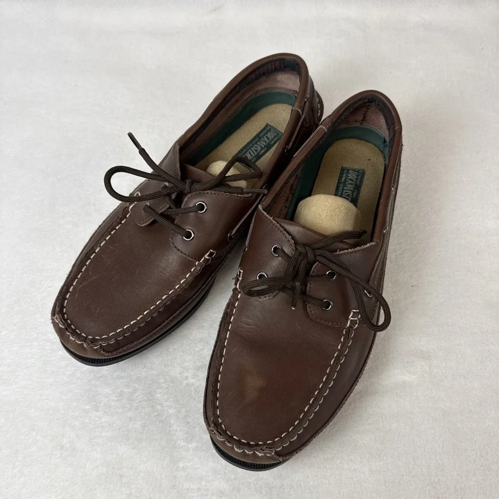 Dock Masters Hampton Men's SZ 10.5 W Leather Boat Shoes Deck Loafers Hand Sewn